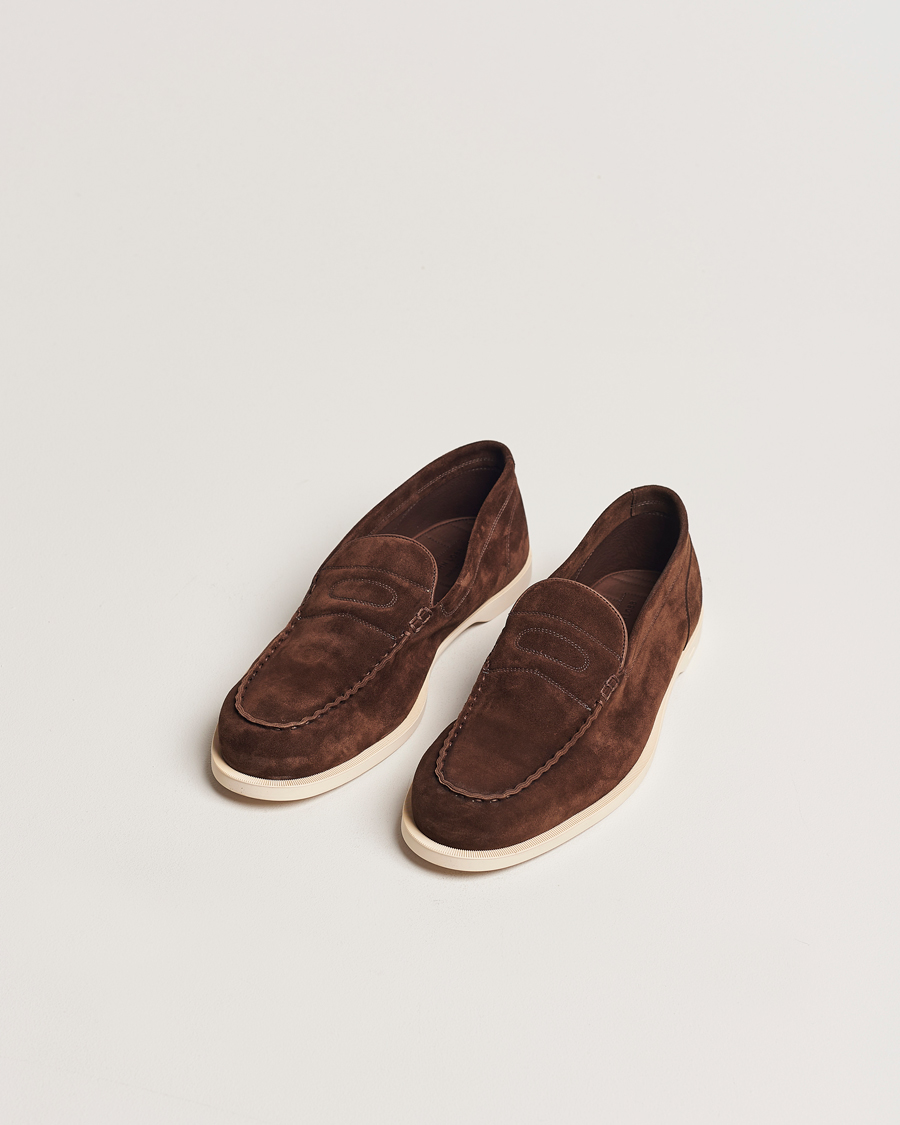 Herre | John Lobb Pace Summer Loafer Dark Brown Suede | John Lobb | Pace Summer Loafer Dark Brown Suede