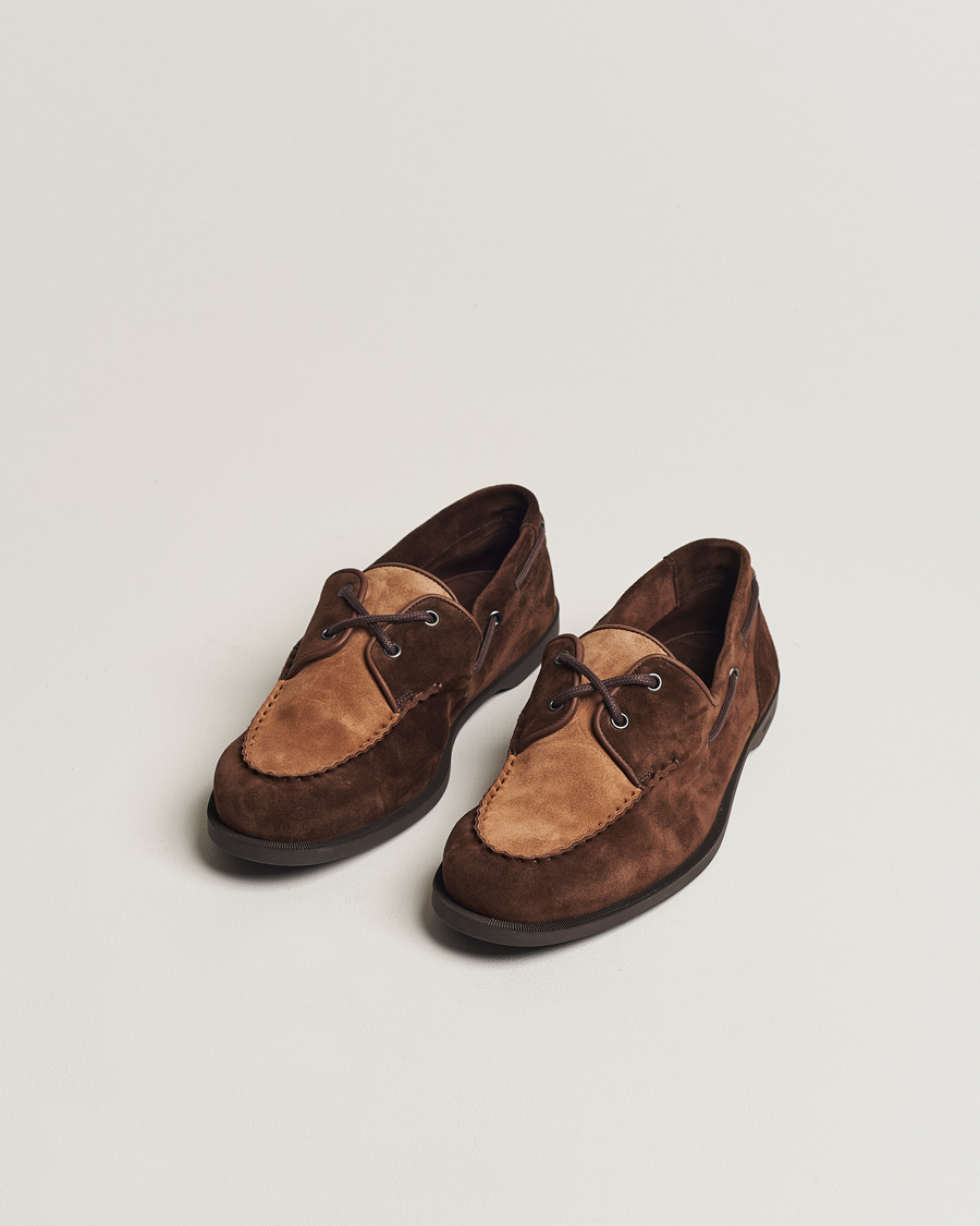 Herre | Best of British | John Lobb | Soil Boat Shoe Dark Brown/Cognac Suede