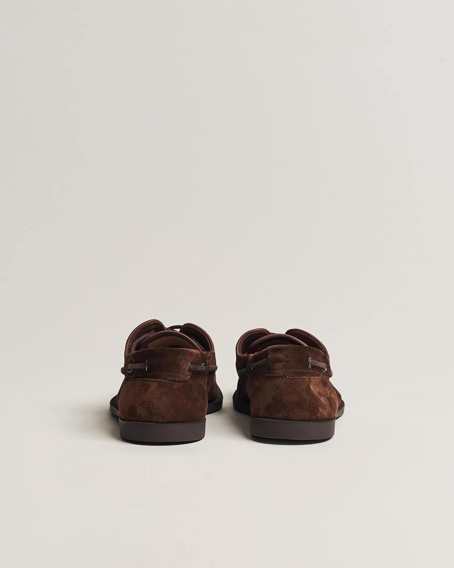 Herre | John Lobb Foil Boat Shoe Dark Brown/Cognac Suede | John Lobb | Foil Boat Shoe Dark Brown/Cognac Suede