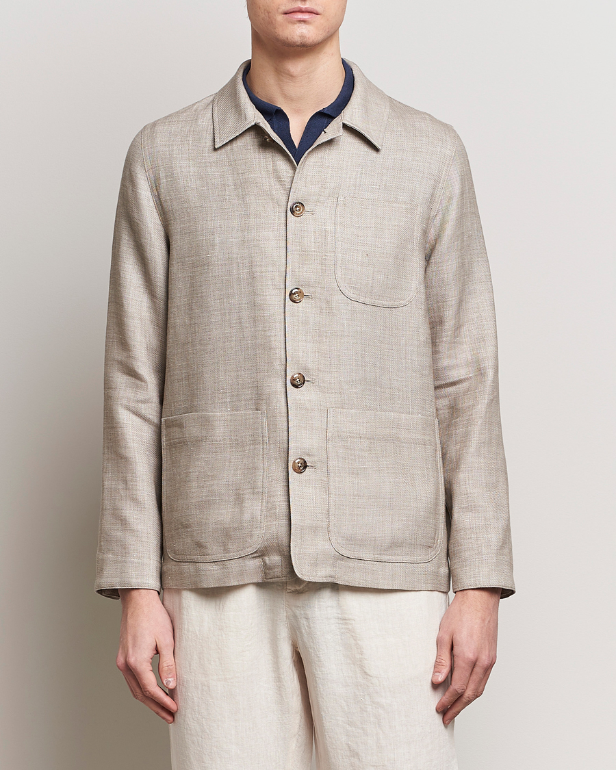 Herre |  | Altea | Wool/Linen Chore Jacket Light Beige