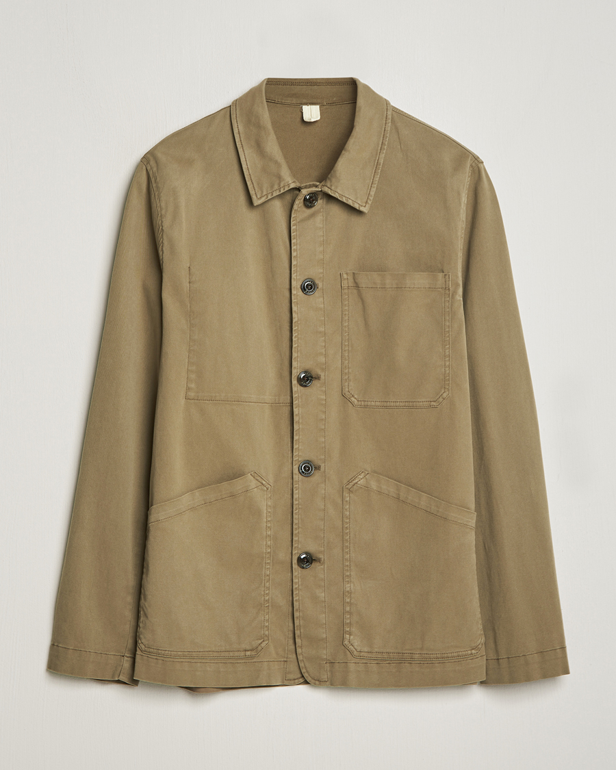 Herre | Jakker | Altea | Soft Cotton Shirt Jacket Olive