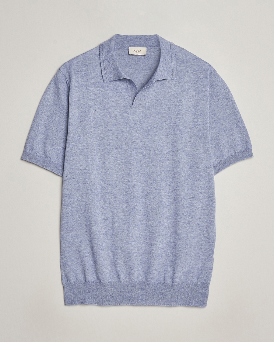 Herre | Pikéer | Altea | Cotton/Cashmere Polo Shirt Light Blue