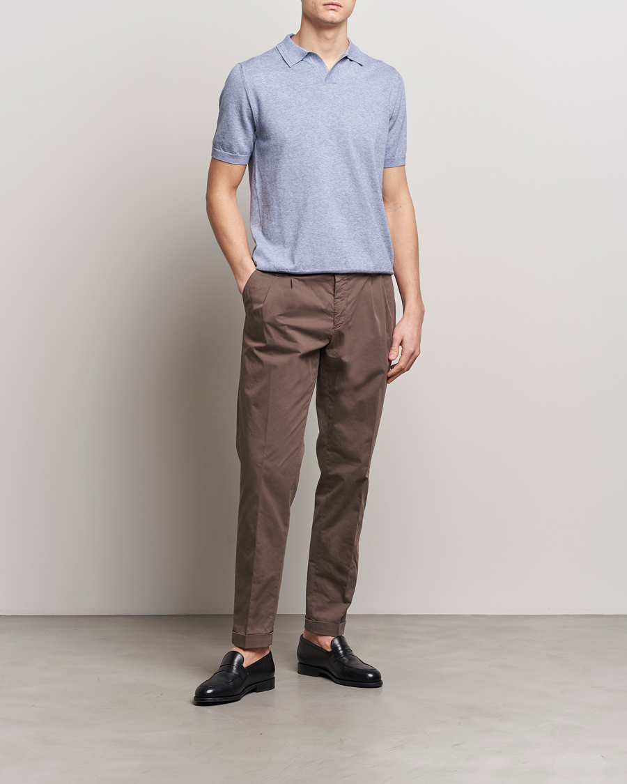 Herre | Pikéer | Altea | Cotton/Cashmere Polo Shirt Light Blue