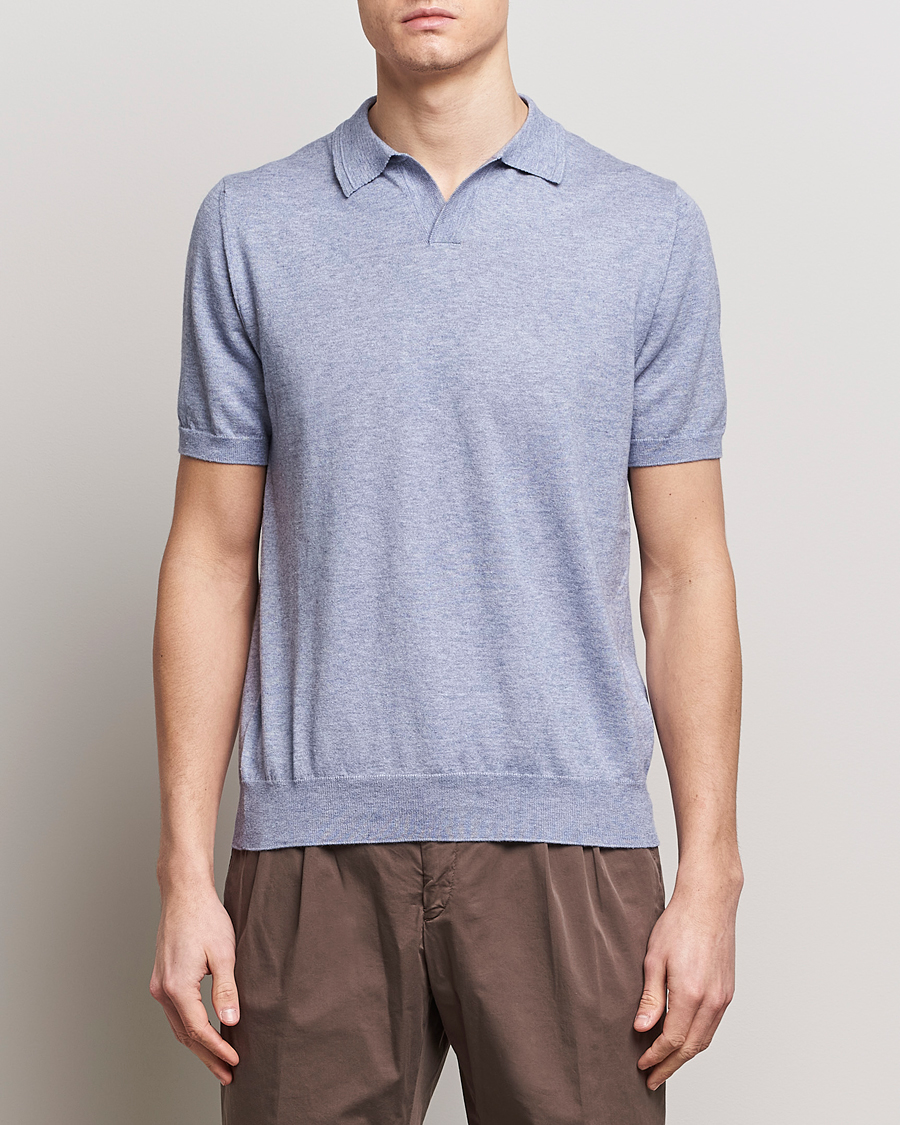 Herre |  | Altea | Cotton/Cashmere Polo Shirt Light Blue