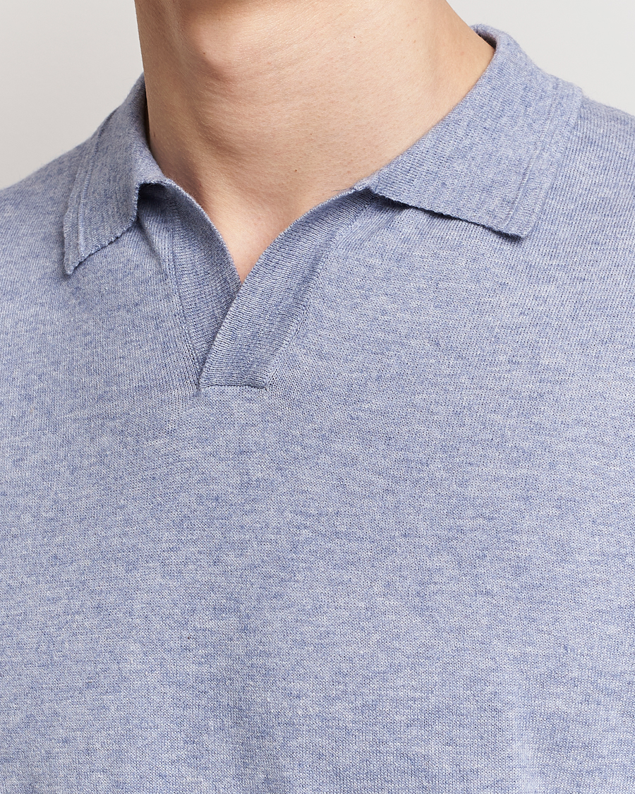 Herre | Pikéer | Altea | Cotton/Cashmere Polo Shirt Light Blue