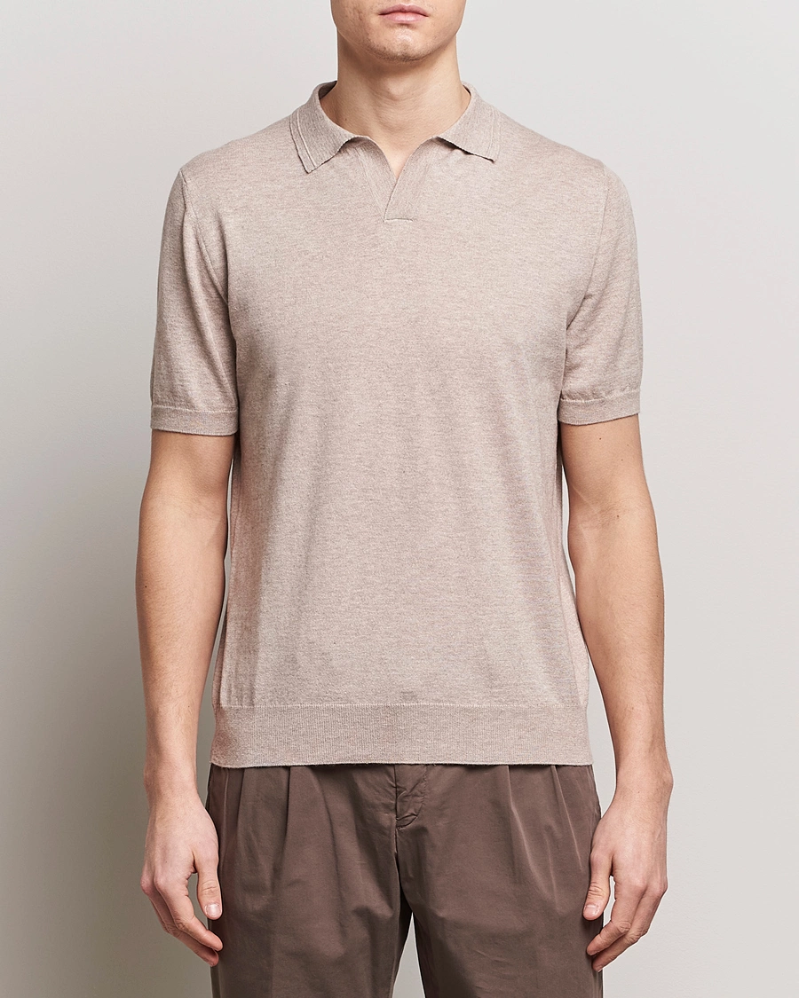 Herre | Avdelinger | Altea | Cotton/Cashmere Polo Shirt Beige