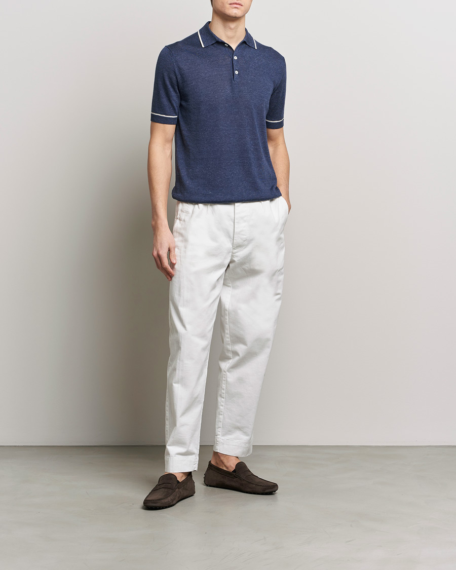 Herre | Pikéer | Altea | Linen/Cashmere Contrast Polo Navy