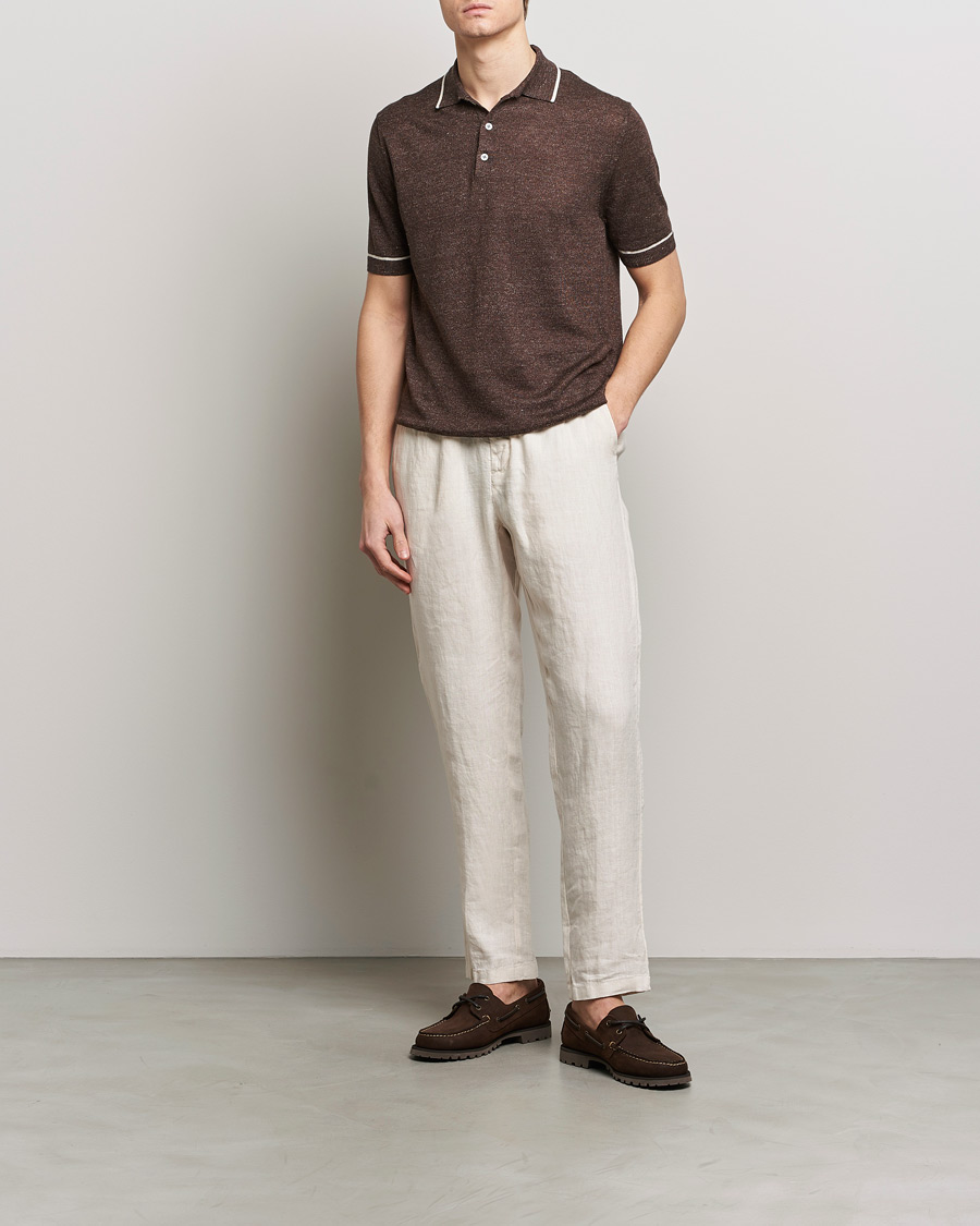 Herre | Pikéer | Altea | Linen/Cashmere Contrast Polo Dark Brown