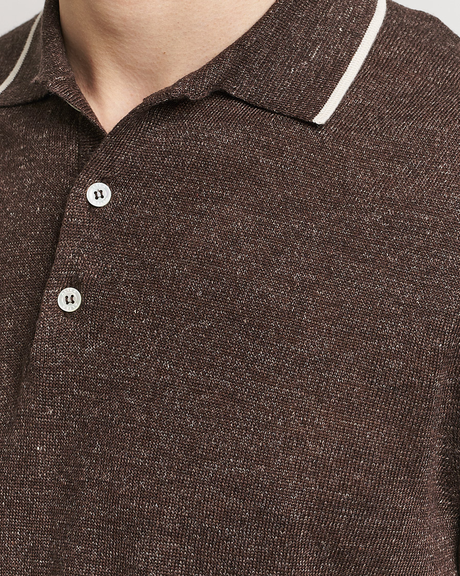 Herre | Pikéer | Altea | Linen/Cashmere Contrast Polo Dark Brown
