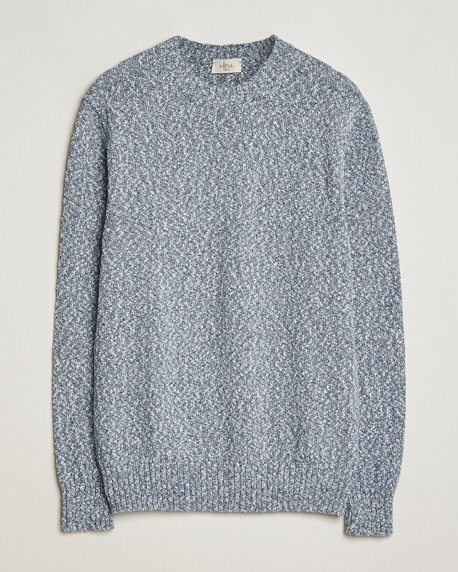 Herre | Gensere | Altea | Cotton Mouline Crew Neck Pullover Blue Melange