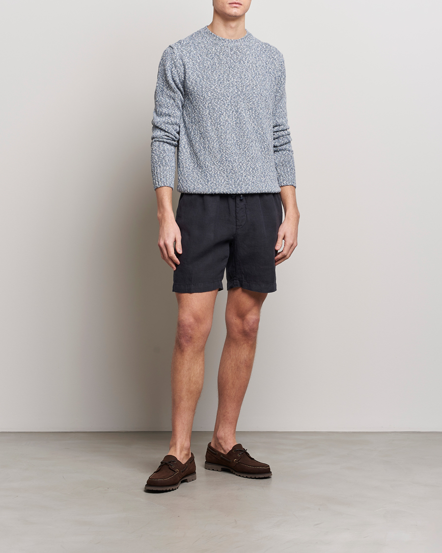 Herre | Gensere | Altea | Cotton Mouline Crew Neck Pullover Blue Melange