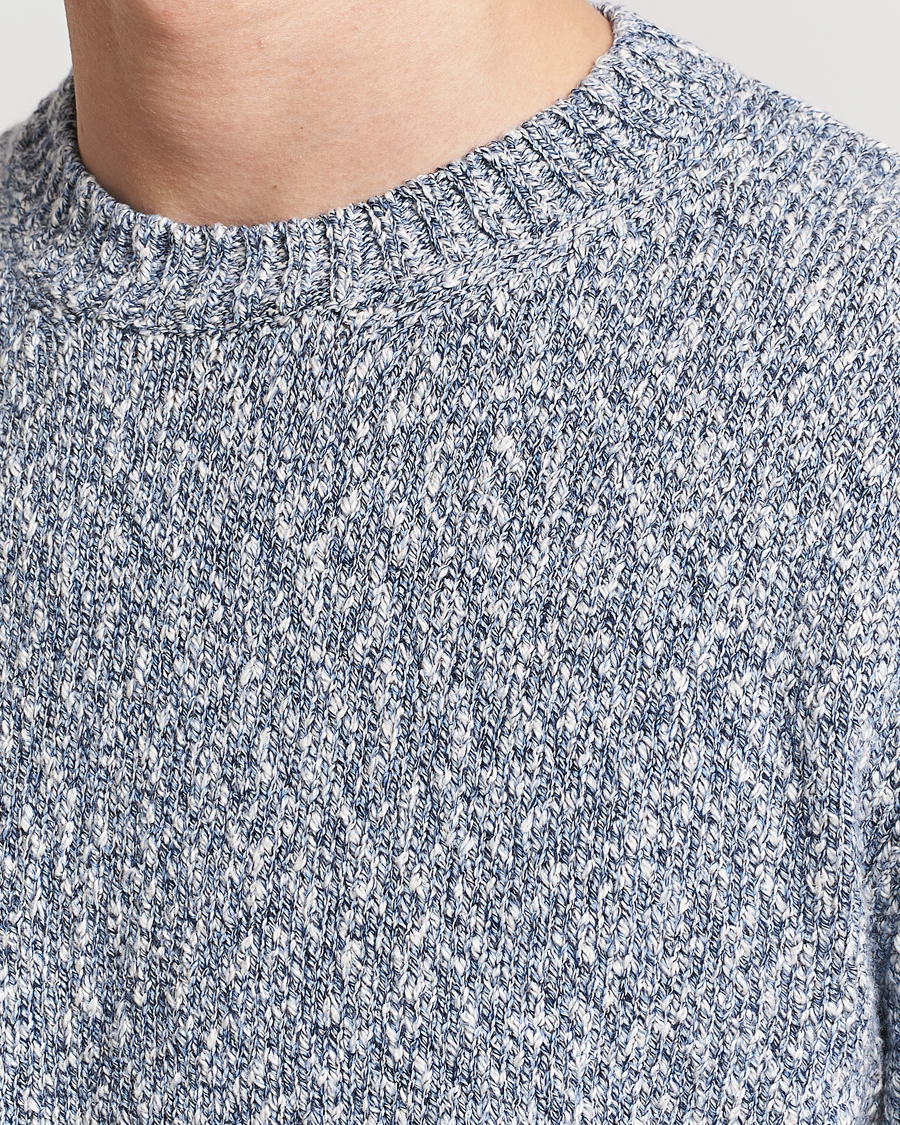 Herre | Gensere | Altea | Cotton Mouline Crew Neck Pullover Blue Melange