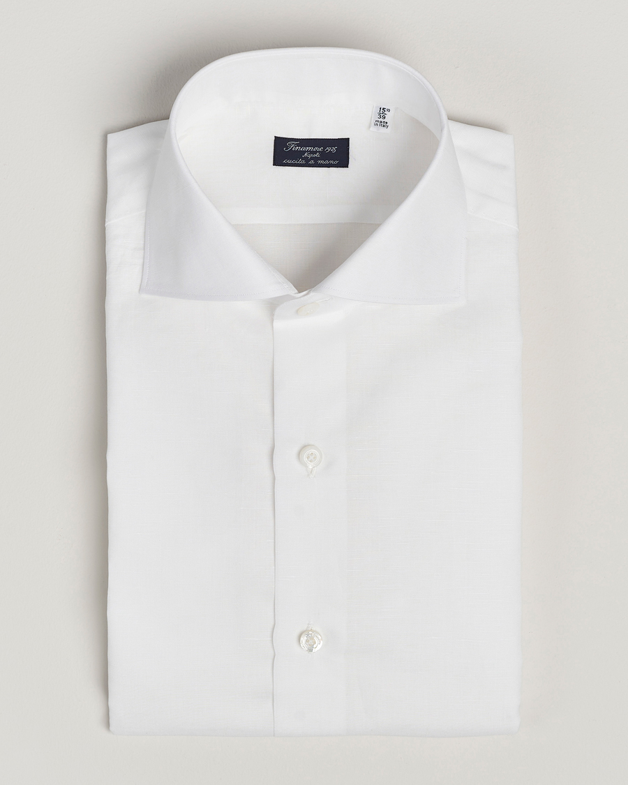 Herre | Skjorter | Finamore Napoli | Milano Slim Linen Dress Shirt White