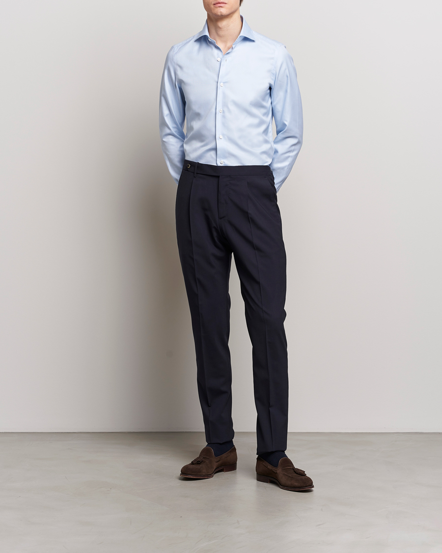 Herre | Businesskjorter | Finamore Napoli | Milano Slim Royal Oxford Shirt Light Blue