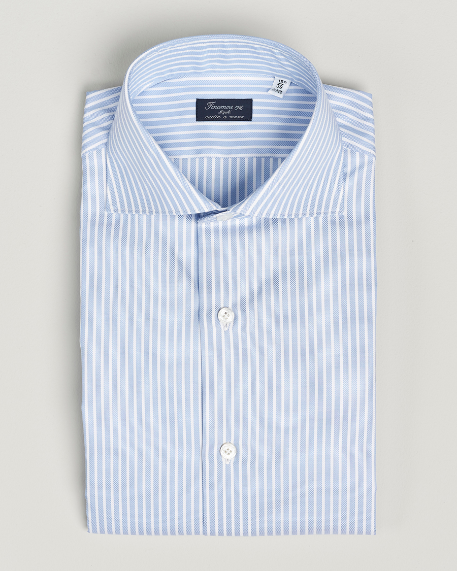 Herre | Skjorter | Finamore Napoli | Milano Slim Royal Oxford Shirt Blue Stripe