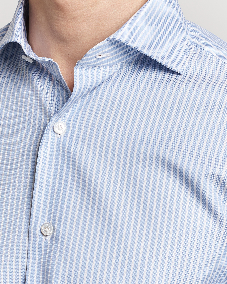 Herre | Skjorter | Finamore Napoli | Milano Slim Royal Oxford Shirt Blue Stripe