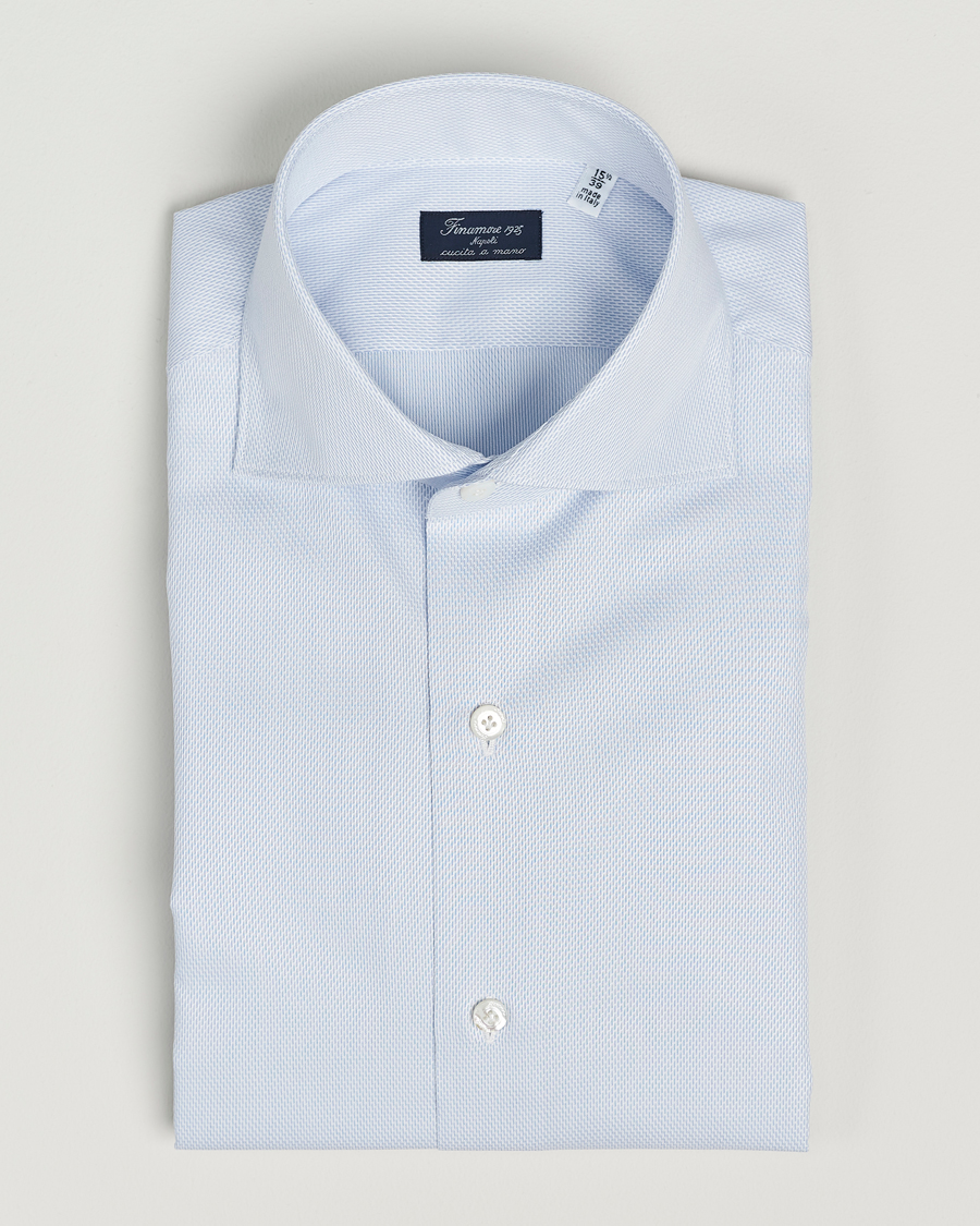 Herre | Skjorter | Finamore Napoli | Milano Slim Structured Dress Shirt Light Blue
