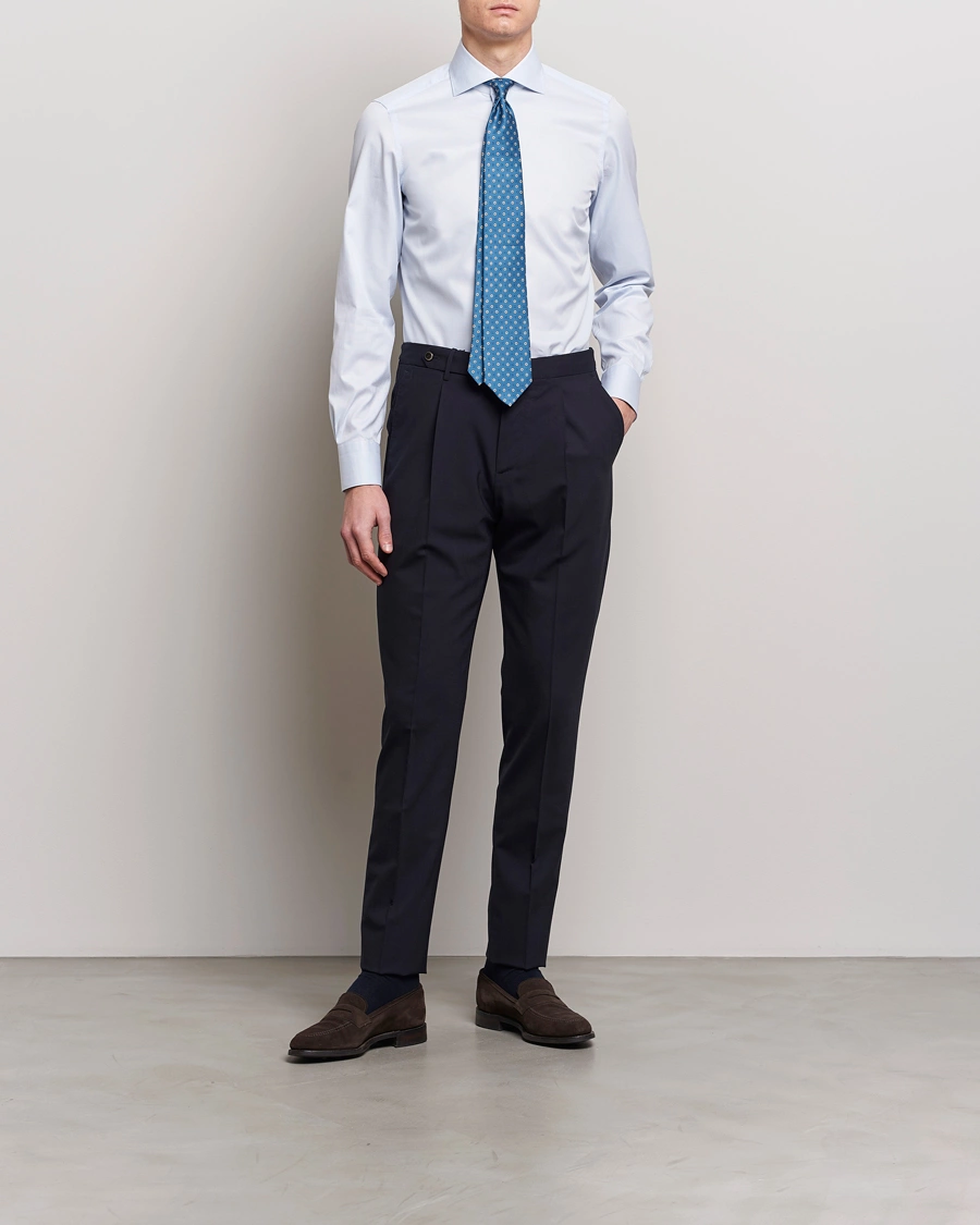 Herre | Klær | Finamore Napoli | Milano Slim Structured Dress Shirt Light Blue