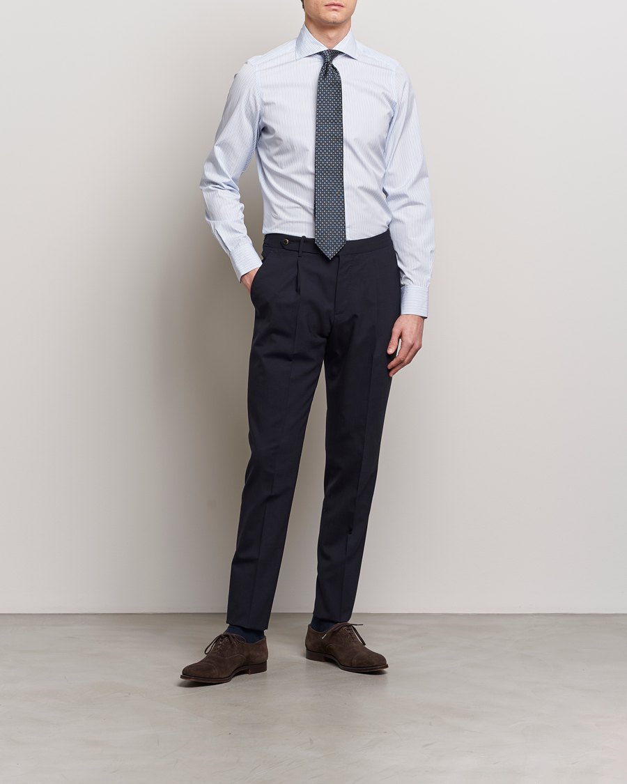 Herre | Businesskjorter | Finamore Napoli | Milano Slim Giza 170 Dress Shirt Light Blue 