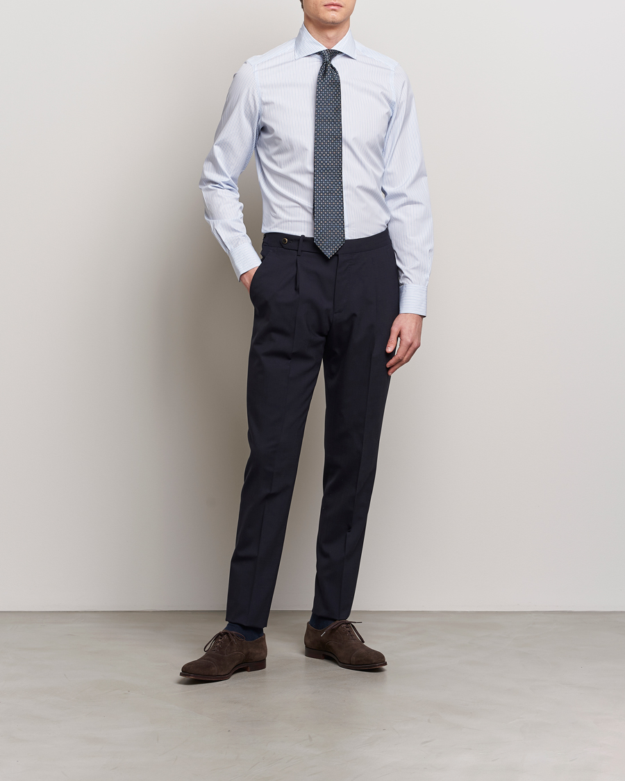 Herre | Skjorter | Finamore Napoli | Milano Slim Giza 170 Dress Shirt Light Blue