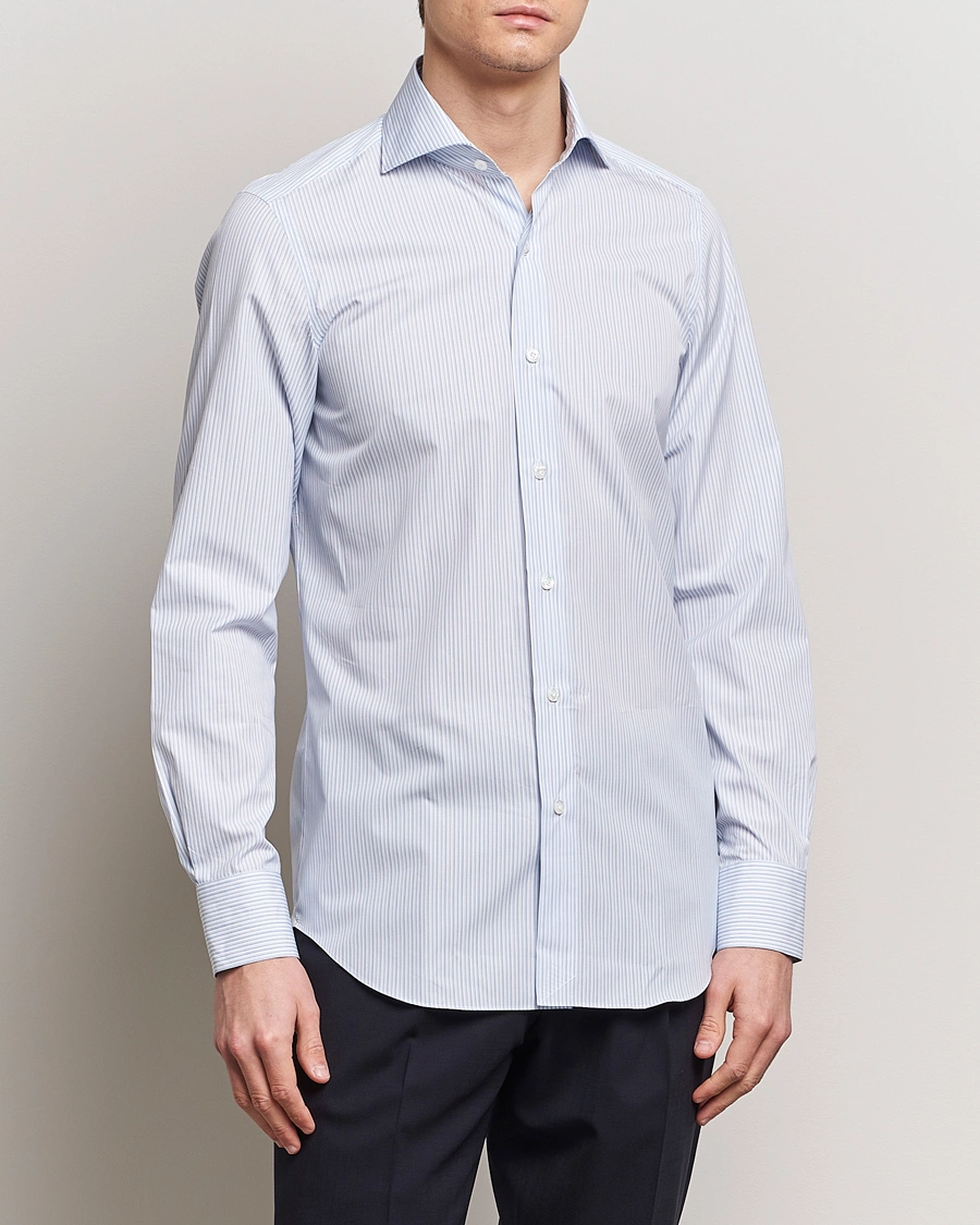 Herre | Avdelinger | Finamore Napoli | Milano Slim Giza 170 Dress Shirt Light Blue 