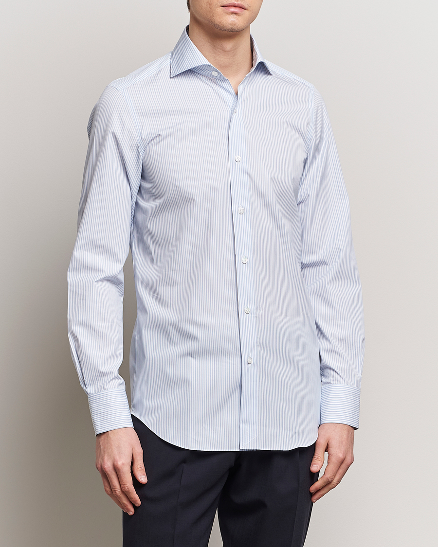 Herre | Skjorter | Finamore Napoli | Milano Slim Giza 170 Dress Shirt Light Blue