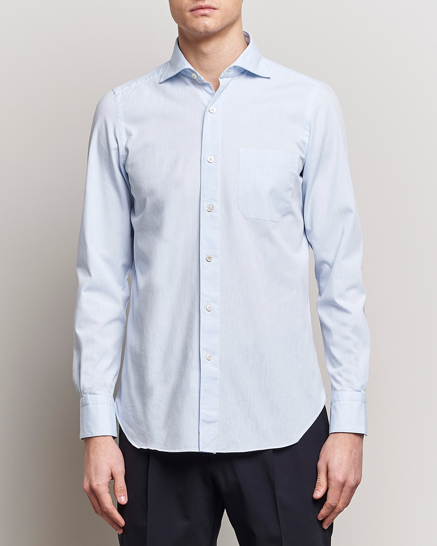 Herre | Italian Department | Finamore Napoli | Gaeta Chambray Shirt Light Blue