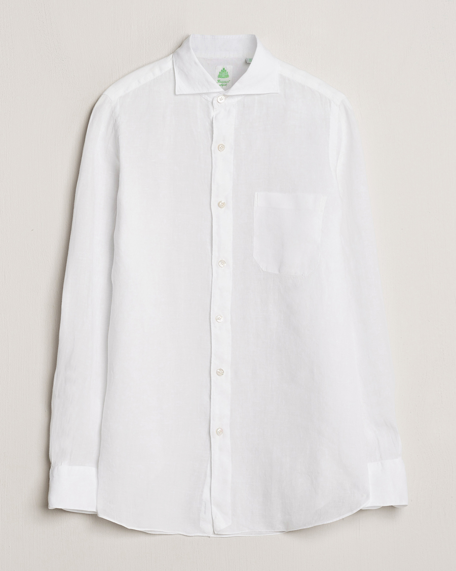 Herre | Skjorter | Finamore Napoli | Gaeta Linen Pocket Shirt White