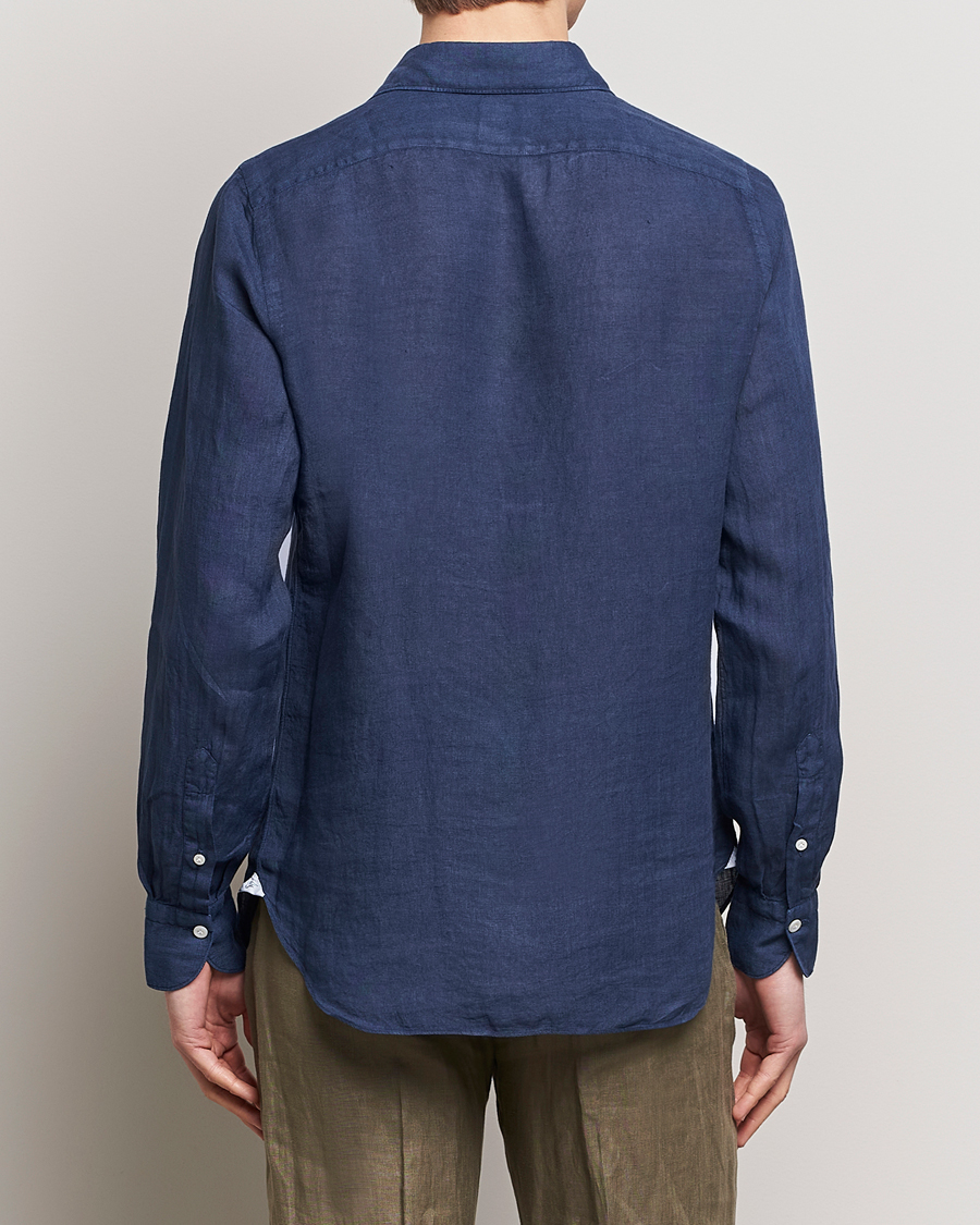 Herre | Skjorter | Finamore Napoli | Gaeta Linen Pocket Shirt Navy
