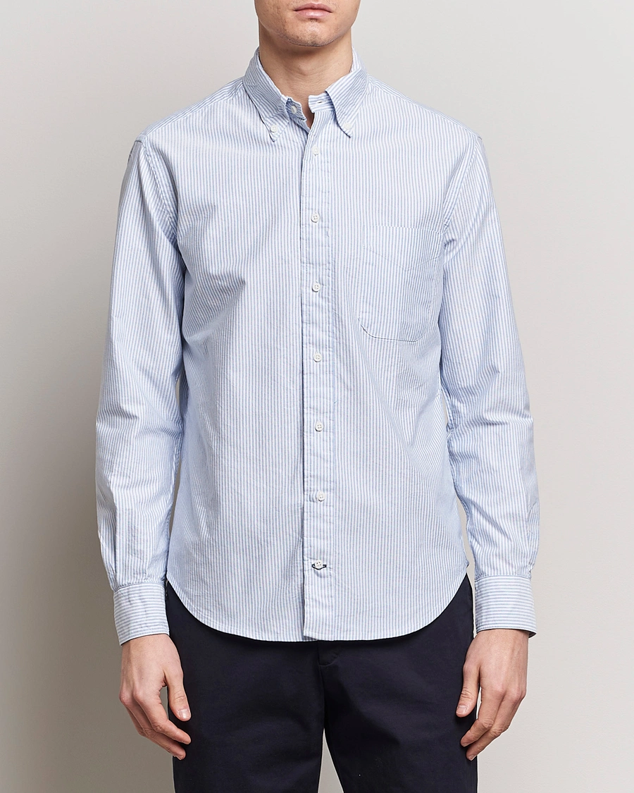 Men |  | Gitman Vintage | Button Down Oxford Shirt Blue Stripe