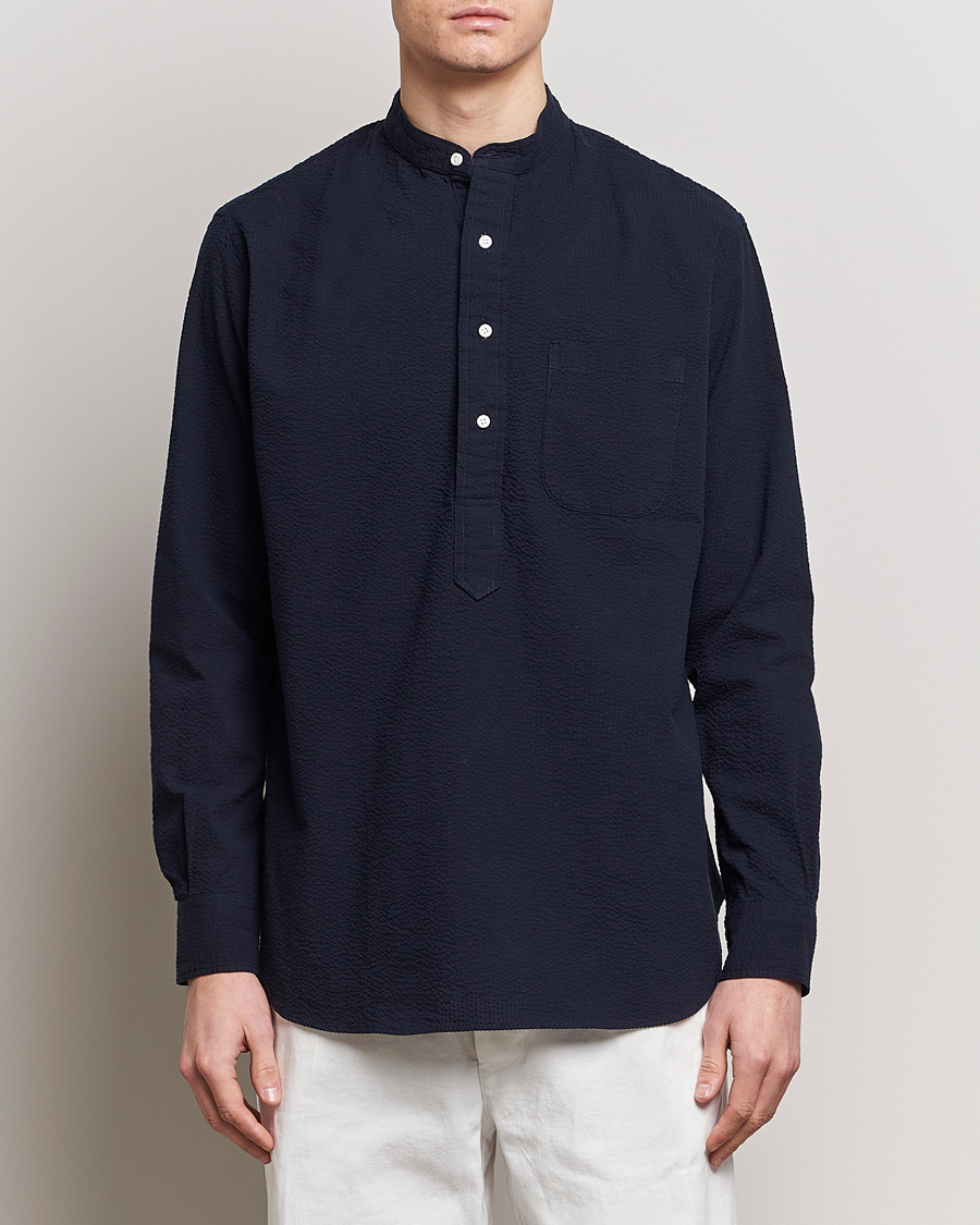 Herre | Klær | Gitman Vintage | Tonal Seersucker Popover Shirt Navy