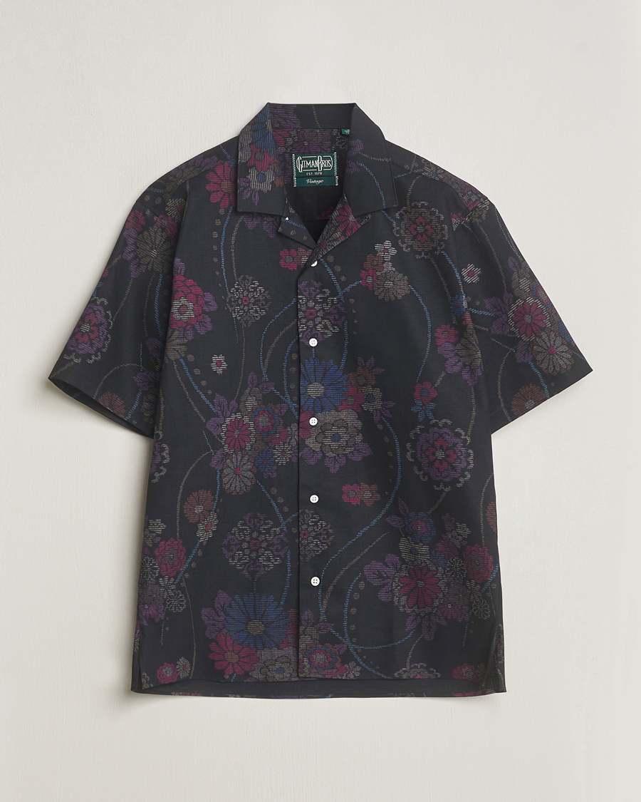Herre | Skjorter | Gitman Vintage | Japanese Floral Jacquard Camp Shirt Black