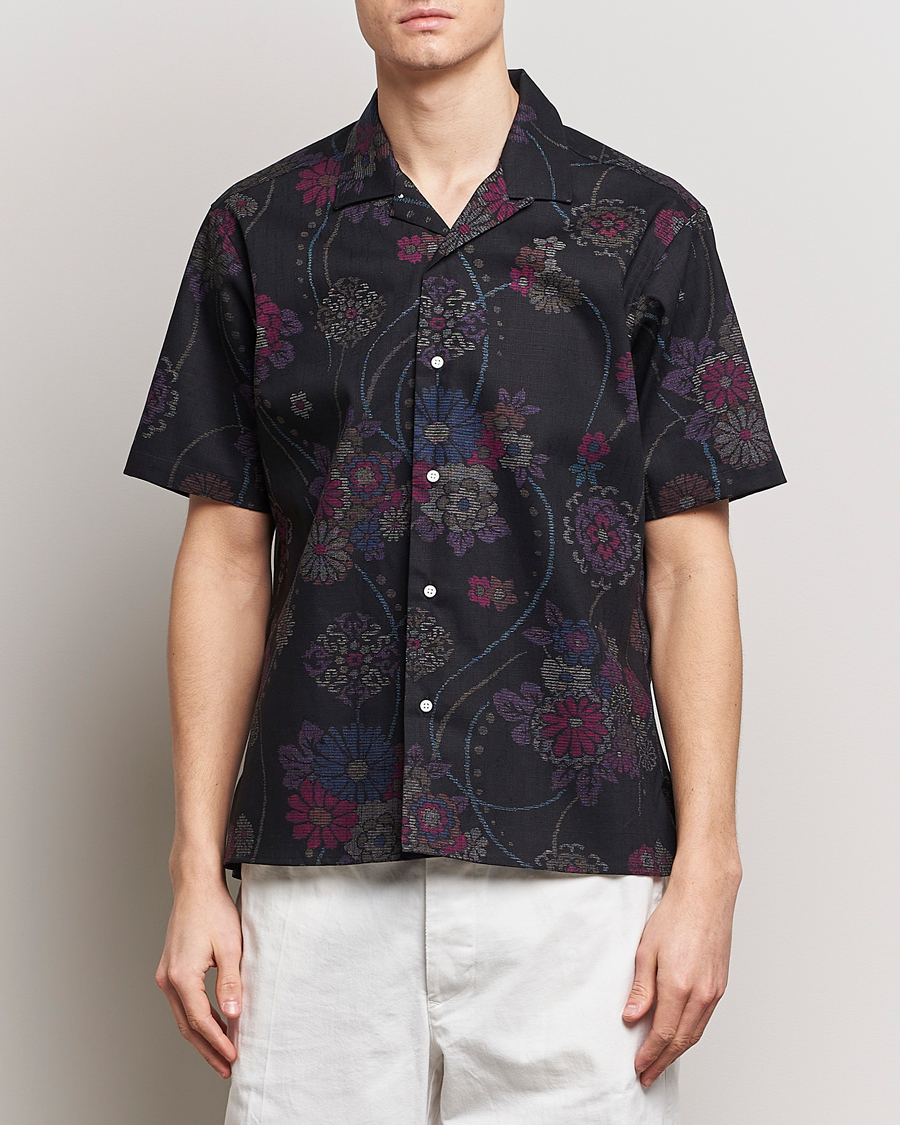 Herre | Sommer | Gitman Vintage | Japanese Floral Jacquard Camp Shirt Black