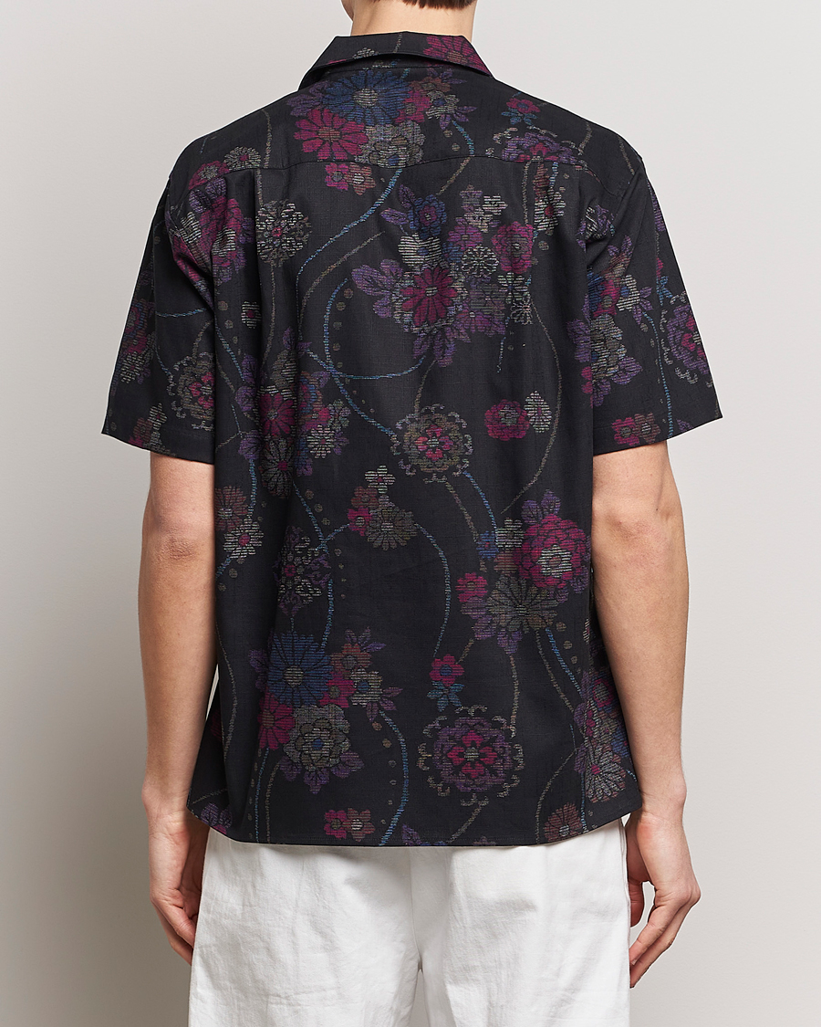 Herre | Skjorter | Gitman Vintage | Japanese Floral Jacquard Camp Shirt Black