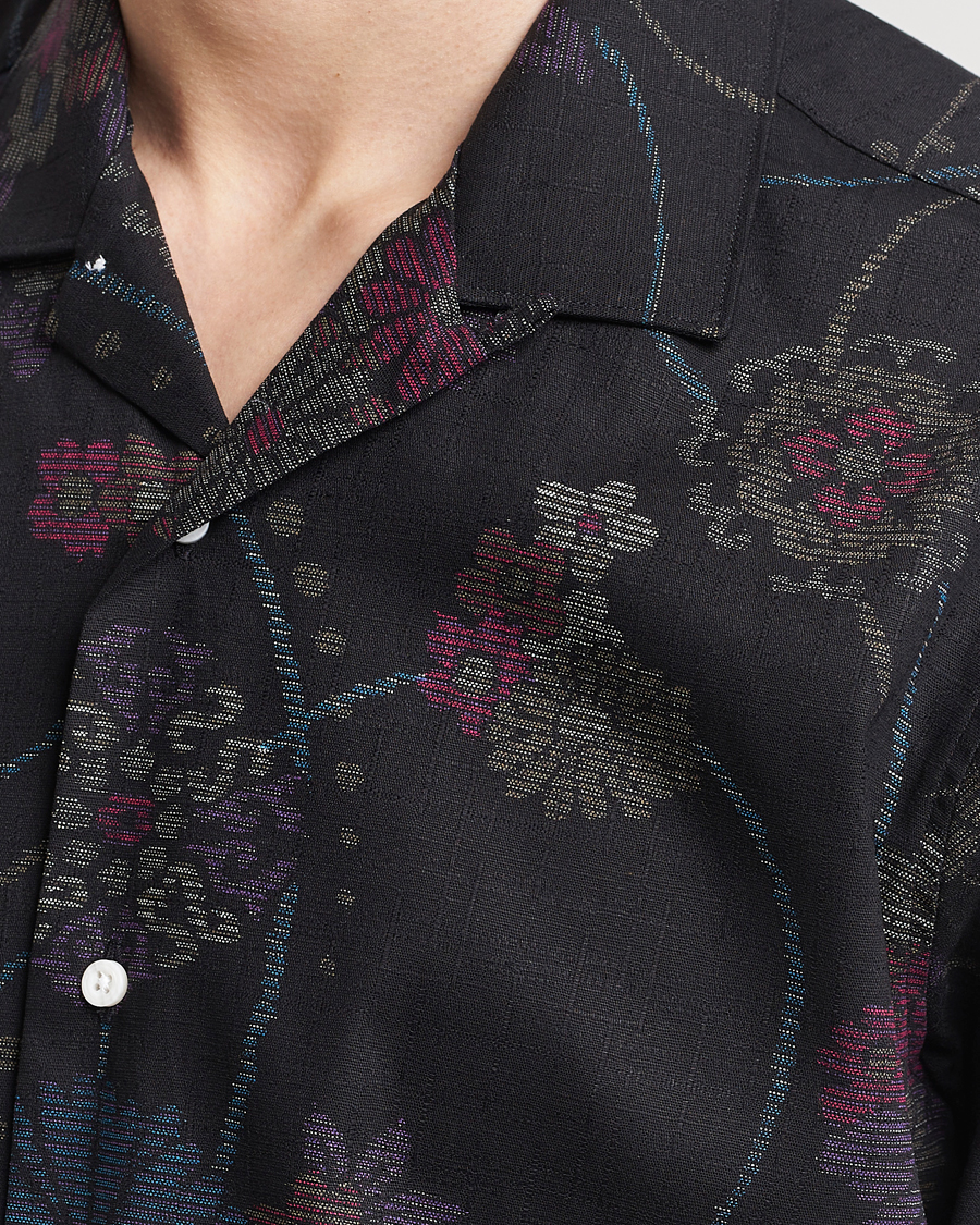 Herre | Skjorter | Gitman Vintage | Japanese Floral Jacquard Camp Shirt Black