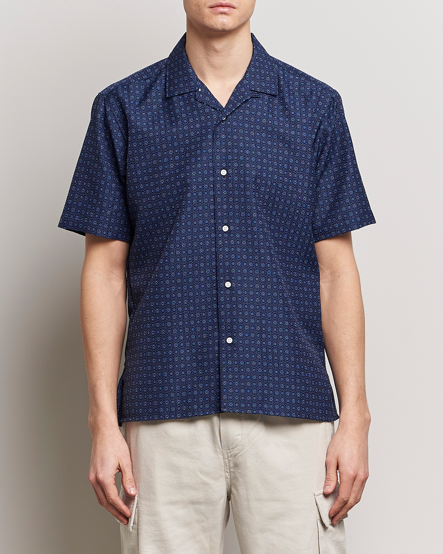 Herre | Kortermede skjorter | Gitman Vintage | Japanese Dobby Camp Shirt Navy