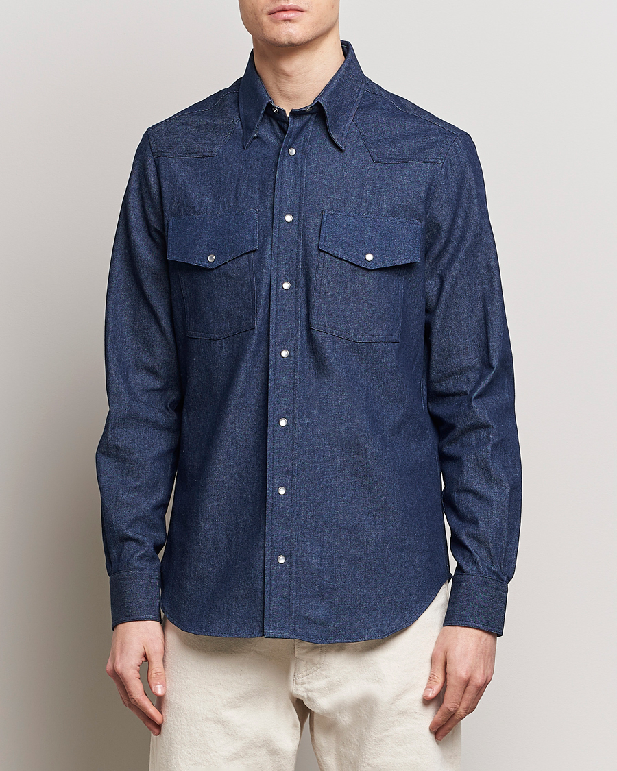 Herre |  | Gitman Vintage | Denim Western Shirt Dark Indigo