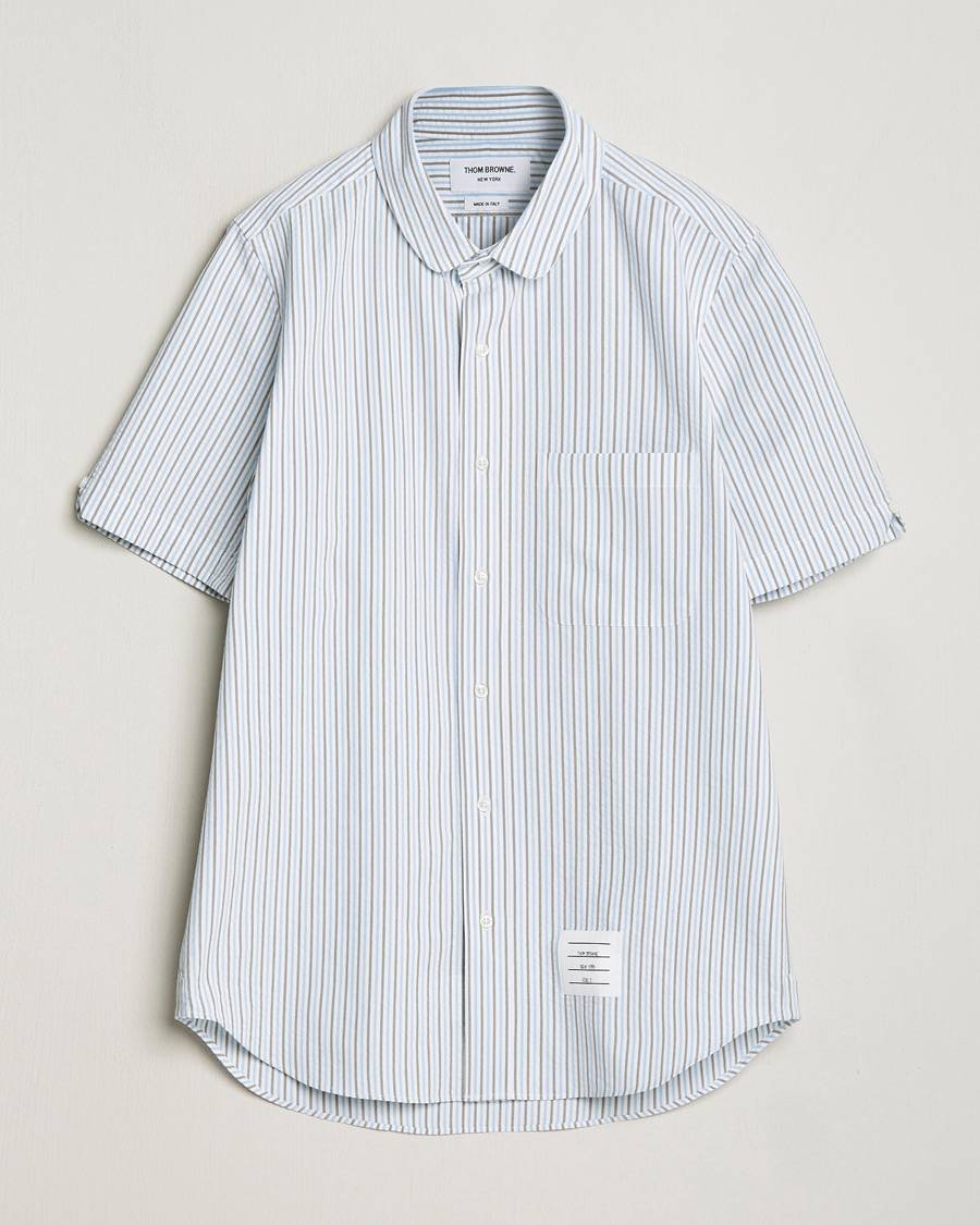Herre | Skjorter | Thom Browne | Short Sleeve Seersucker Shirt Light Blue
