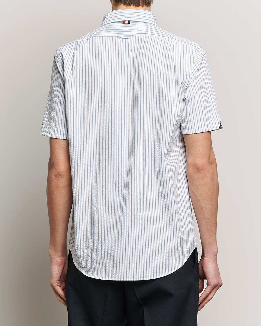Herre | Skjorter | Thom Browne | Short Sleeve Seersucker Shirt Light Blue