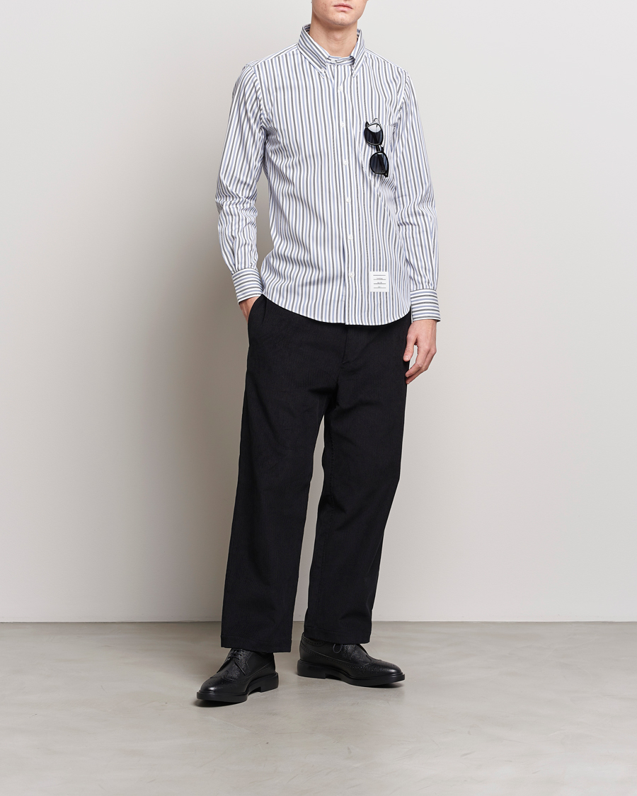 Herre | Skjorter | Thom Browne | Button Down Poplin Shirt Navy Stripes