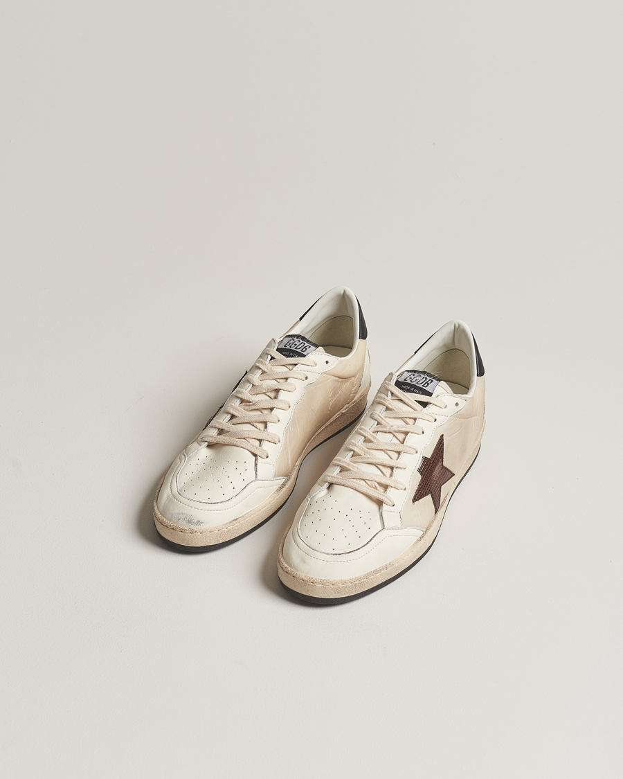 Herre | Golden Goose Deluxe Brand Ball Star Sneakers Beige/Burgundy | Golden Goose | Deluxe Brand Ball Star Sneakers Beige/Burgundy