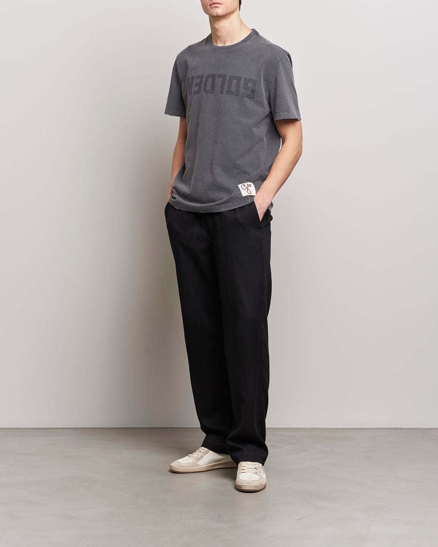 Herre | T-Shirts | Golden Goose | Deluxe Brand Distressed Cotton Logo T-Shirt Anthracite