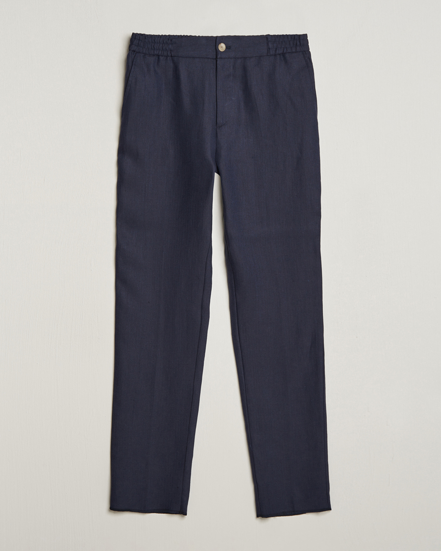 Herre |  | Etro | Linen Drawstring Trousers Navy