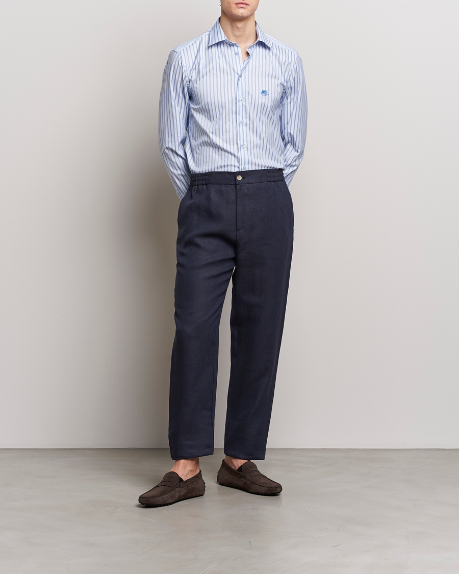 Herre | Bukser | Etro | Linen Drawstring Trousers Navy