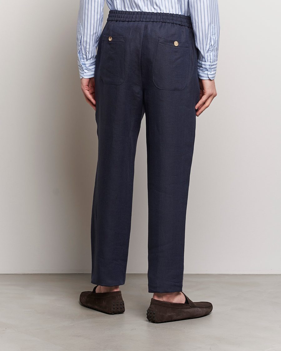 Herre | Bukser | Etro | Linen Drawstring Trousers Navy