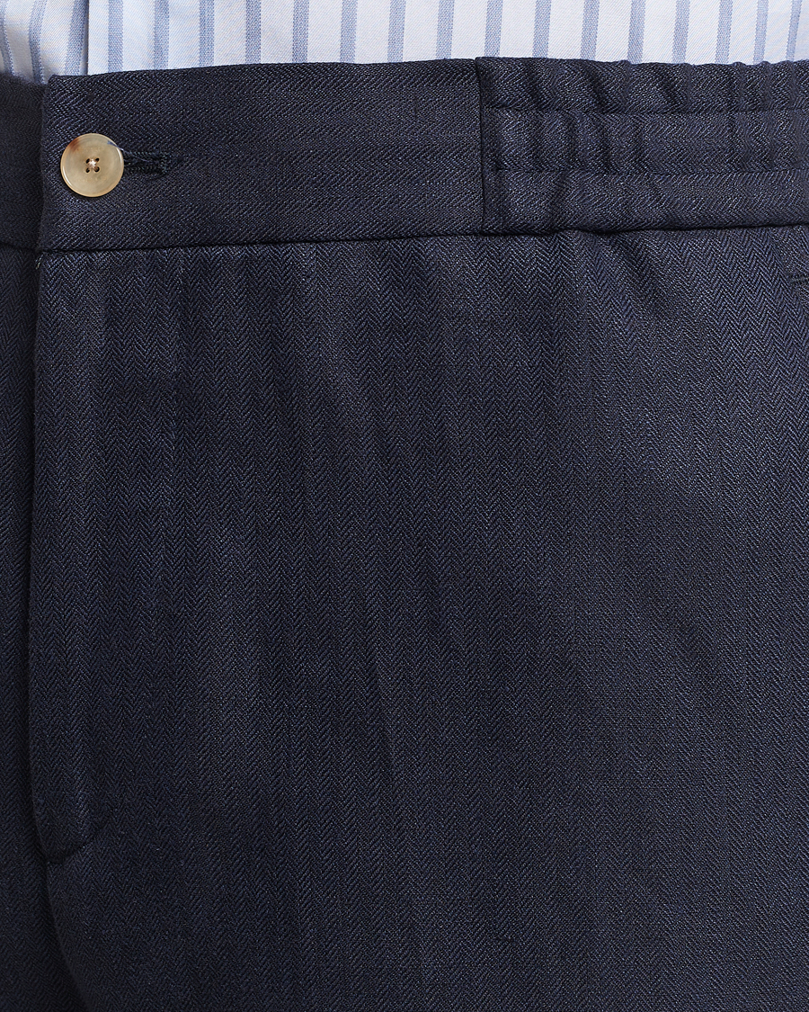 Herre | Bukser | Etro | Linen Drawstring Trousers Navy