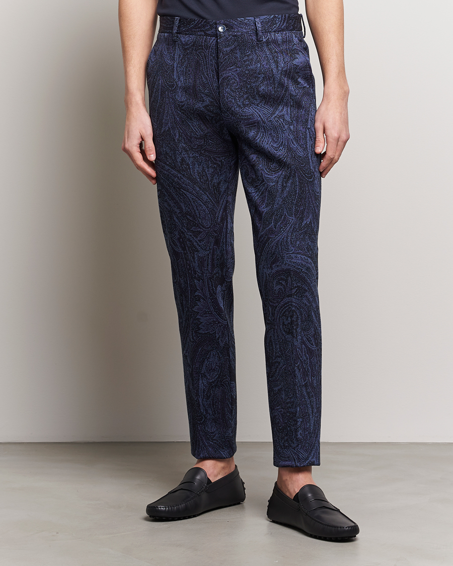 Herre | Italian Department | Etro | Tonal Paisley Trousers Navy