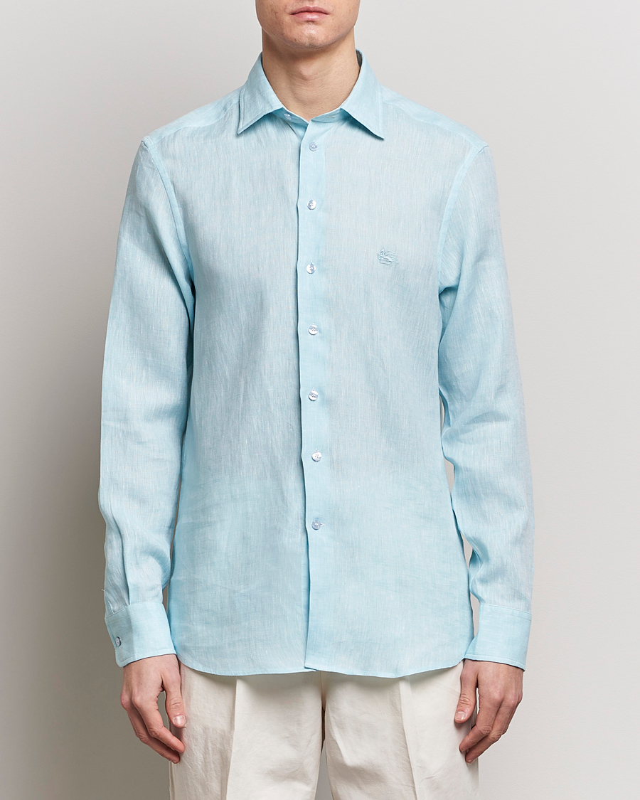 Herre | Avdelinger | Etro | Slim Fit Linen Shirt Light Blue