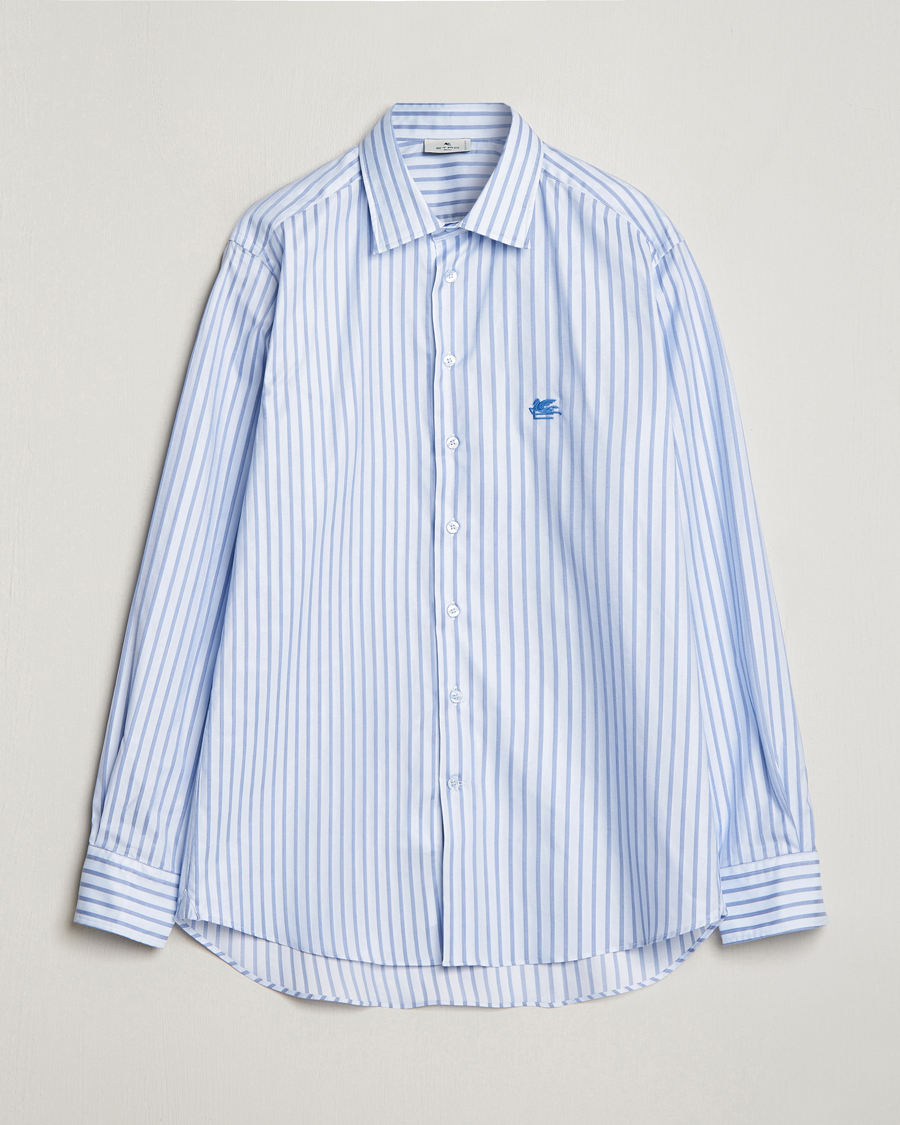 Herre |  | Etro | Slim Fit Striped Cotton Shirt Light Blue