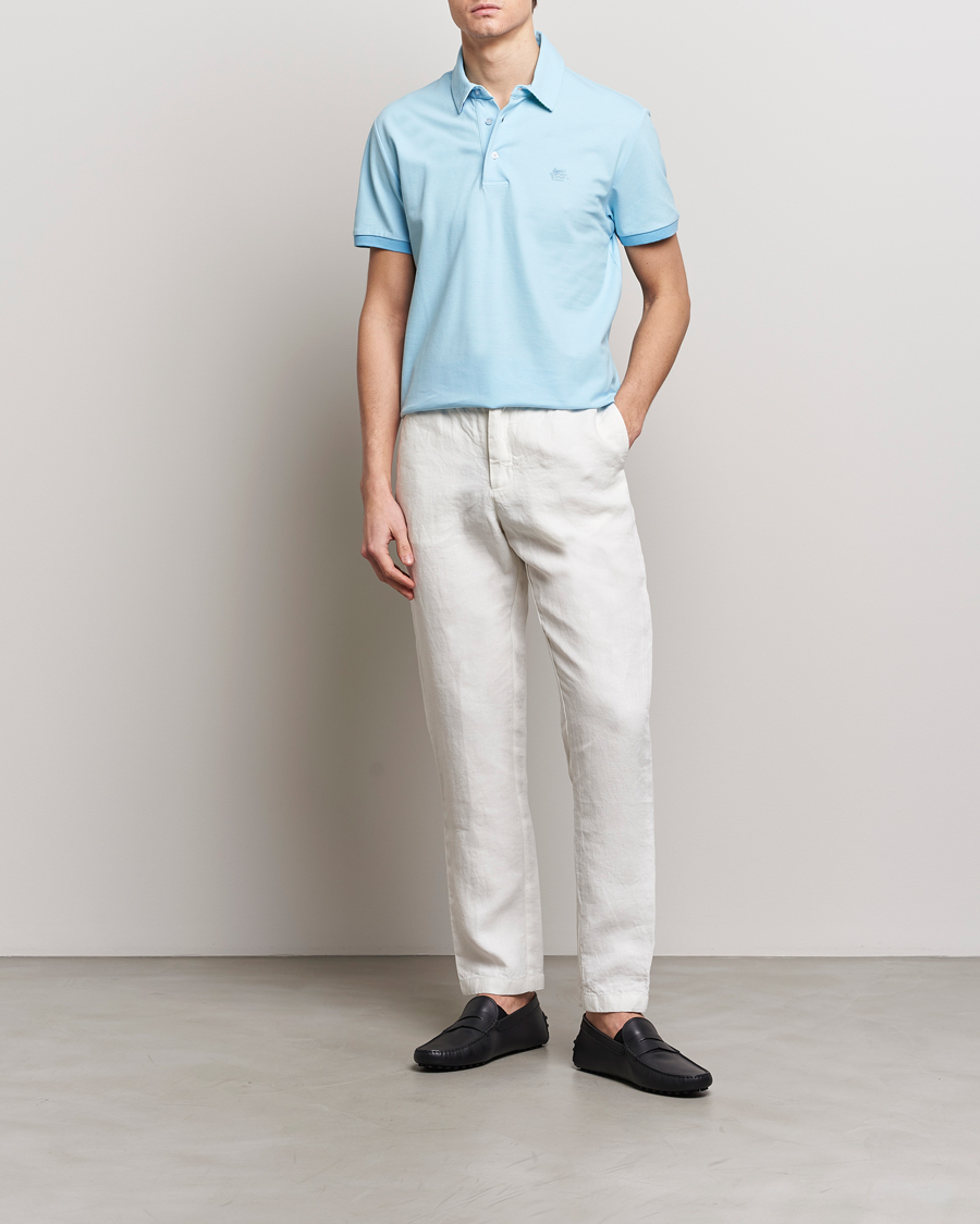 Herre | Pikéer | Etro | Contrast Paisley Polo Azzurro